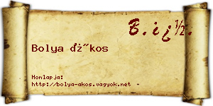 Bolya Ákos névjegykártya